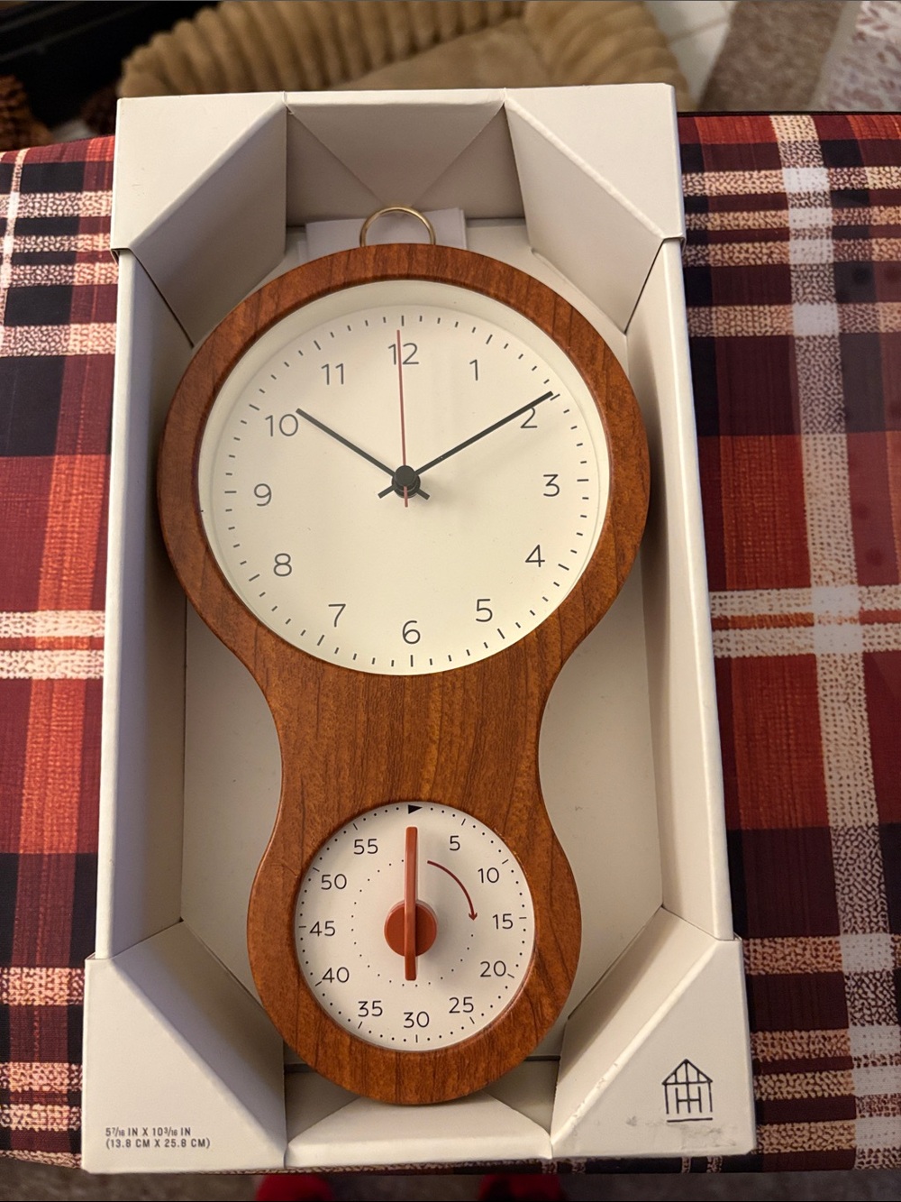 Hearth & Hand White Dial Wood-Tone Wall Clock with Timer